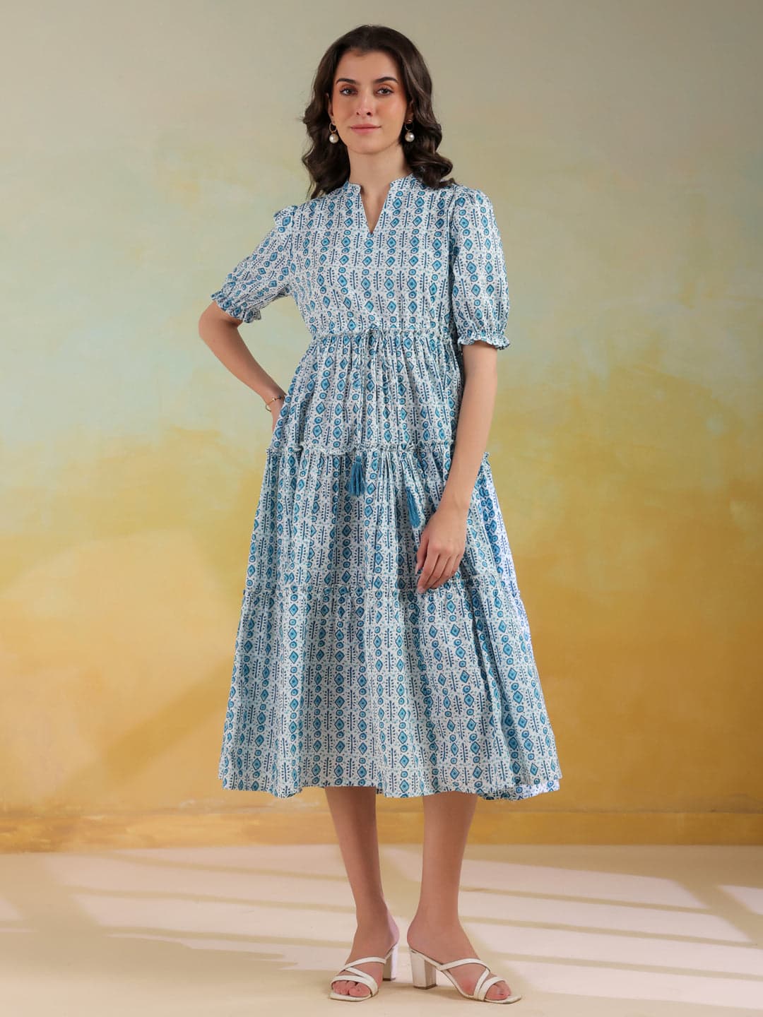 Beautix Fashion Azure Geometry Soft Dress