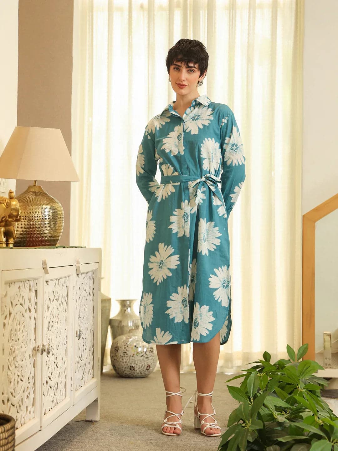 Beautix Fashion Cobalt Collar Day Dress