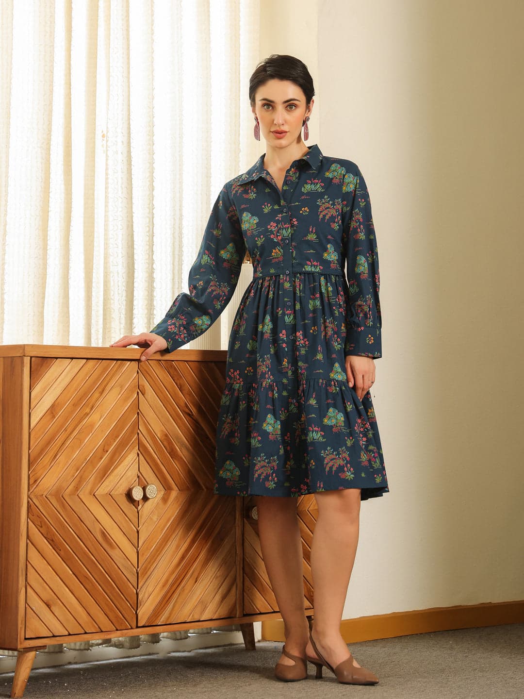 Beautix Fashion Midnight Print Day Dress