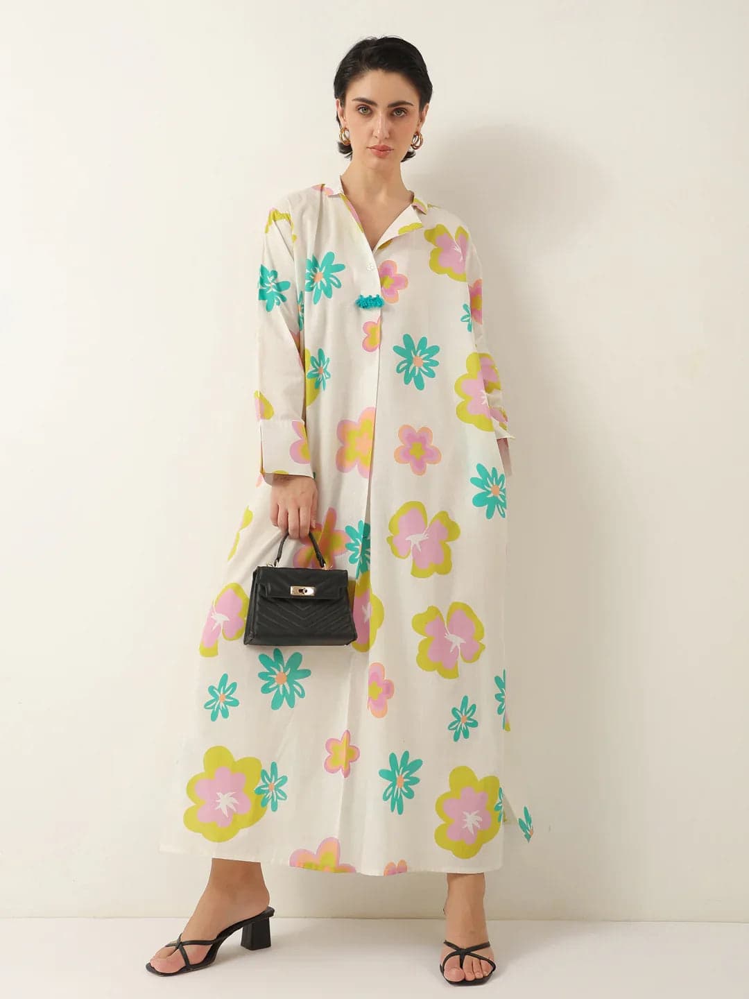Beautix Fashion White Garden Collar Dress