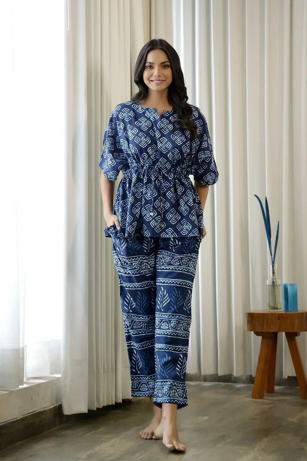 Beautix Fashion Indigo Motif Kaftan Pair