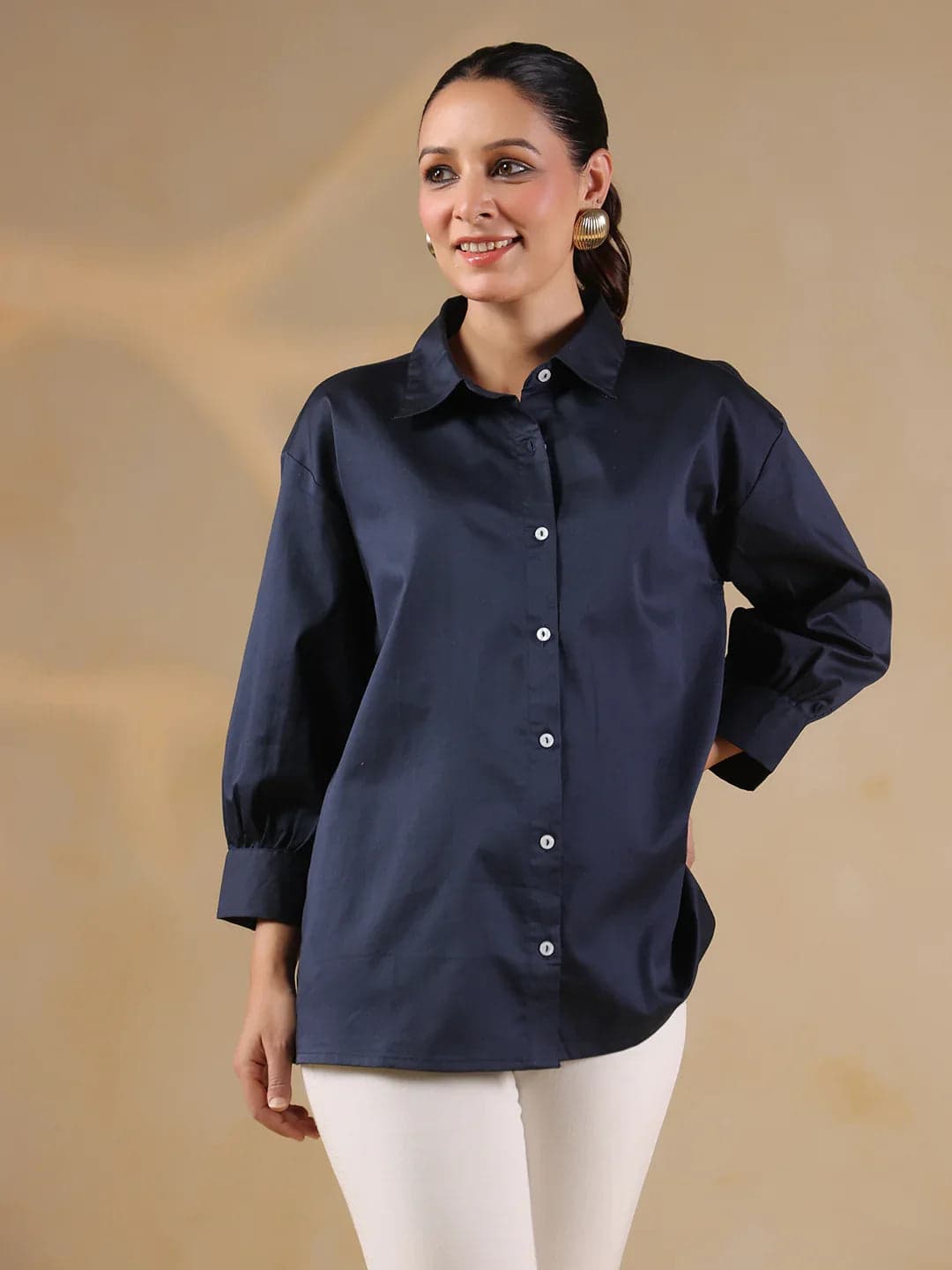 Beautix Fashion Navy Oversized Shirt